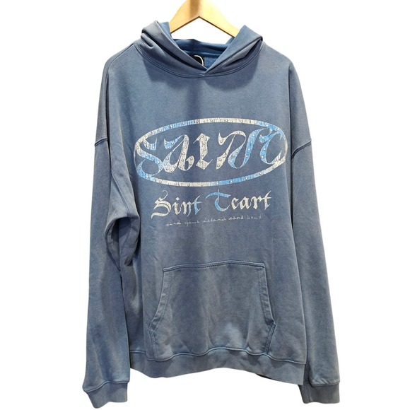Saint Tears Other - Saint Tears Hoodie‎ Men's Xl Blue Graphic Print Pullover Sweatshirt, Streetwear